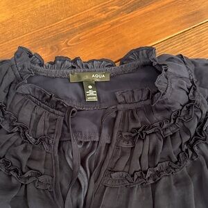 Aqua Midnight Blue Ruffle Top